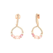 925 Silver earrings with circle pendants embellished with multicolor zircons