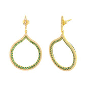 Earrings in 925 Silver with an oval shape embellished with green zircons