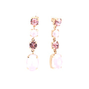 Earrings in 925 Silver cascade of light points with pendant pink oval crystal