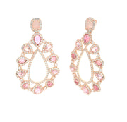 925 Silver earrings with drop-shaped pendant embellished with white zircons and colored stones