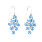 Earrings in 925 silver cluster cascade, with turquoise colored crystals