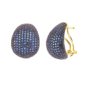 Earrings in 925 Silver, patch embellished with blue zircon pavé