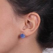 Orecchini in Argento 925 a lobo, con zircone azzurro