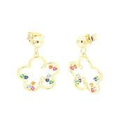 Orecchini in Argento 925 con fiori pendenti e zirconi multicolor