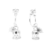 Earrings in 925 Silver with pendants in the shape of a lucky bell and four-leaf clover