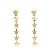 Star-shaped pendant earrings in 925 Silver embellished with white zircons