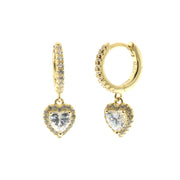 Earrings in 925 Silver with pendant heart-shaped zircon embellished with white zircons