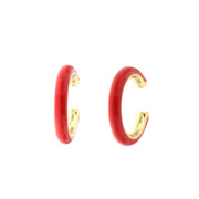 Red enamelled circle-shaped ear cuff in silver