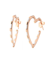 Heart-shaped earrings in 925 Silver with white enamelled details