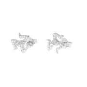 Earrings in 925 Silver in the shape of a trinacria embellished with white cubic zirconia pavé