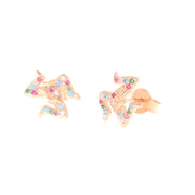 Earrings in 925 Silver in the shape of a trinacria embellished with multicolor zircons