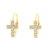 925 Silver circle earrings with cross-shaped detail embellished with white zircons