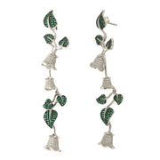 925 Sterling Silver pendant earrings with leaves and flowers embellished with zircons