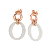 925 Silver earrings with circles embellished with white enamel