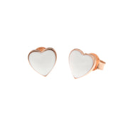 925 Silver heart earrings with white enamel