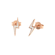 925 Silver lightning bolt earrings with white enamel