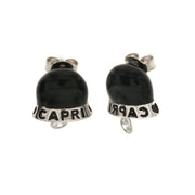 925 Silver lucky bell earrings with black enamel and Capri writing