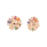 925 Silver flower earrings embellished with multicolor zircons