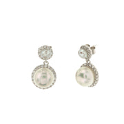 Earrings in 925 Silver with pearls and white zircons