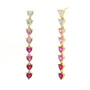 Heart earrings in 925 Silver with white and shades of pink zircons