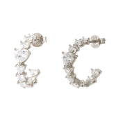 925 Silver circle earrings studded with heart zircons