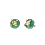 Orecchini in Argento 925 con smalto verde e zircone centrale color verde lime