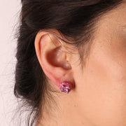 Orecchini in Argento 925 con smalto rosa e zircone centrale rosa