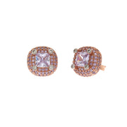 Earrings in 925 silver embellished with pink and purple zircons