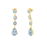 Earrings in 925 Silver with hanging aquamarine crystals