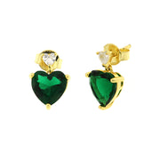 925 Silver earrings with green heart light point