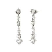 Earrings in 925 silver with pendant white zircons