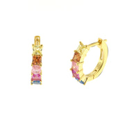 925 Silver circle earrings with colored zircons