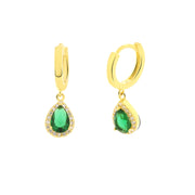 Earrings in 925 Silver with green drop-shaped zircon