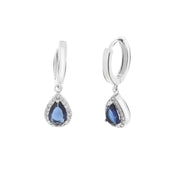 Earrings in 925 Silver with blue drop-shaped zircon