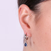 Orecchini in Argento 925 con zircone a forma di goccia blu