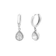 Earrings in 925 Silver with transparent drop-shaped zircon