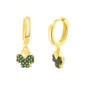 Earrings in 925 Silver with four-leaf clover embellished with green zircons