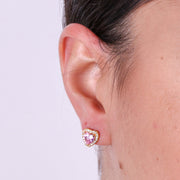 Orecchini in Argento 925 a lobo con cuore rosa