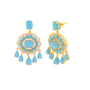 Earrings in 925 Silver in the shape of a turquoise flower