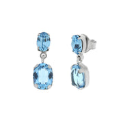 Earrings in 925 Silver with blue crystals