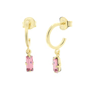 Orecchini in Argento 925 a cerchietto con cristallo rosa