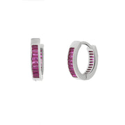 Orecchini in Argento 925 a baguette con zirconi fucsia