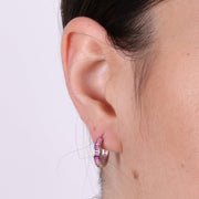 Orecchini in Argento 925 a baguette con zirconi fucsia