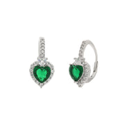 925 Silver earrings with green heart