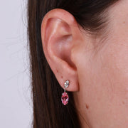 Orecchini in Argento 925 a navette con cristallo rosa