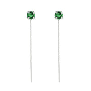 925 Silver earrings with green light point