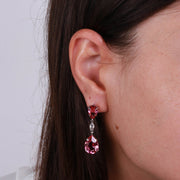 Orecchini in Argento 925 a goccia con cristalli rosa