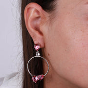 Orecchini in Argento 925 a cerchio con cristalli rosa