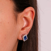 Orecchini in Argento 925 a lobo  con zircone blu