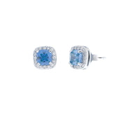 Orecchini in Argento 925  con zircone centrale blu